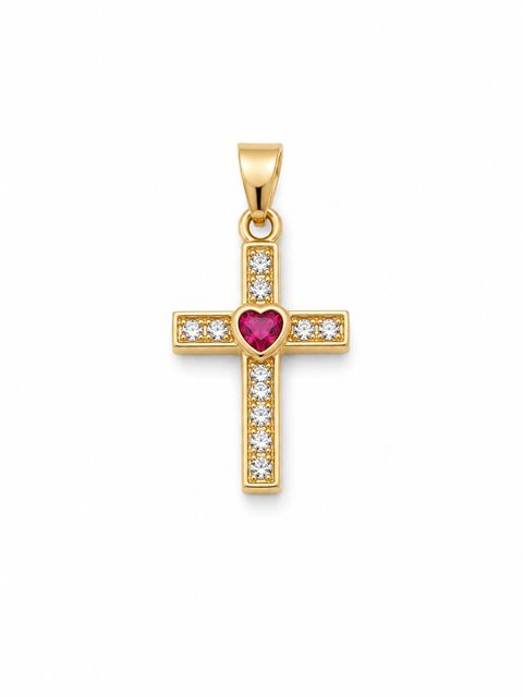 Cruz con circonias y corazón